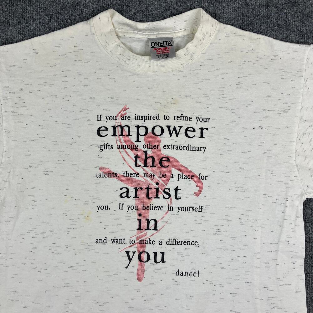 Oneita T-Shirt Mens‎ L White Dance Artist Empower Inspirational USA Graphic